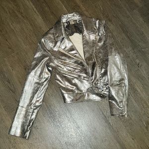 Silver Distressed Moto Jacket